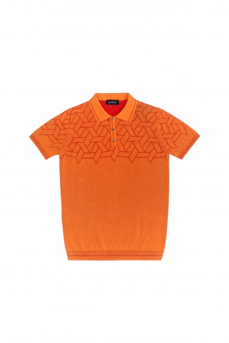 Пуловер с къс ръкав-2001-62142-Casual-100% памук-оранжев-XXL